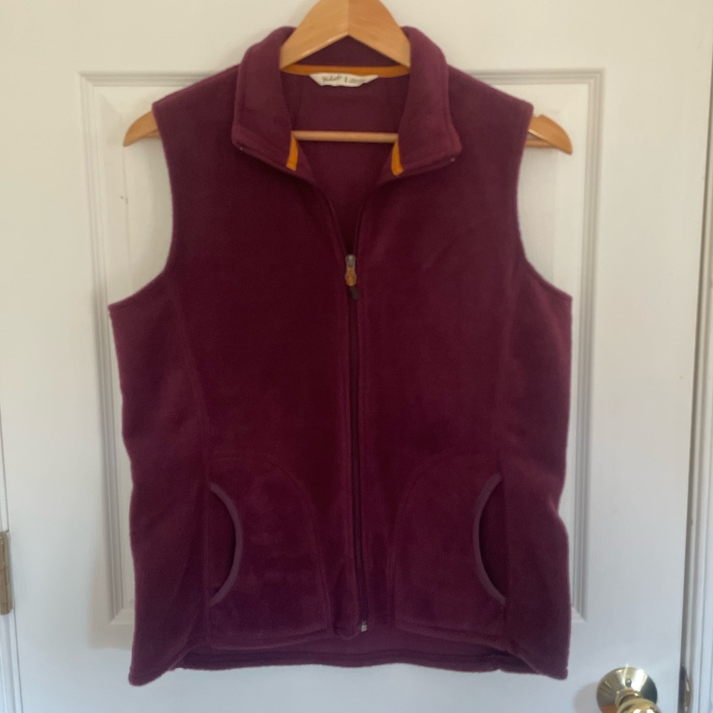 Woolrich Burgundy Fleece Zipper Vest